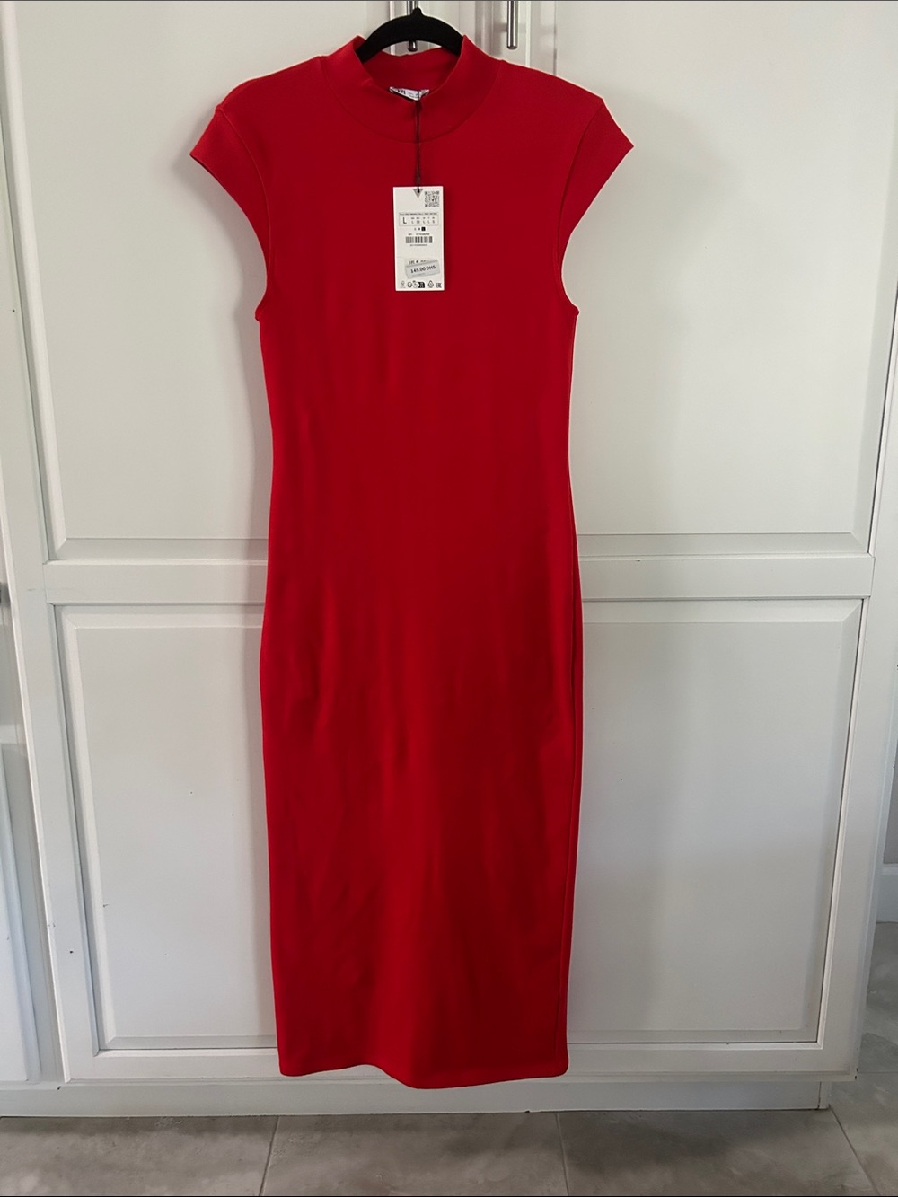 Zara mock neck cap sleeve column dress NWT - Picture 2 of 5